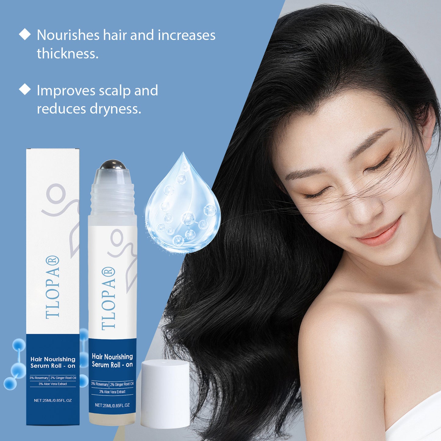 💙TLOPA® Advanced Hair Growth Rol💙On Serum-Precision Scalp Applicator-Paraben & Sulphate Free-Non oily and mess free