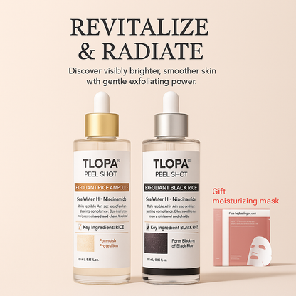 TLOPA® Peel Shot Glow Rice Ampoule Set Brightening Exfoliating Moisturizing Serum - Suitable for all skin types